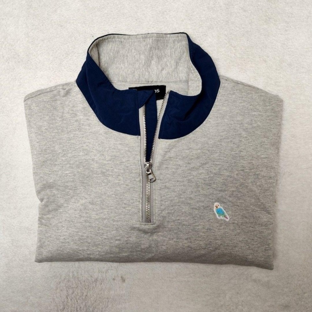Bonobos Sweater Mens M Gray 1/4 Zip Pullover Mock‎ Neck Stretch Logo Cotton